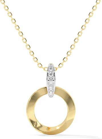 Mobius Loop 1/20 Carat Lab Grown Diamond Necklace for Women, 925 Sterling Silver Necklace with 14K Gold Vermeil, Hypoallergenic 925 Sterling Silver Jewelry for Christmas, Anniversary & Birthday Gift in Kuwait