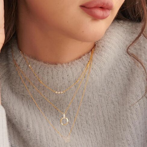 Mobius Loop 1/20 Carat Lab Grown Diamond Necklace for Women, 925 Sterling Silver Necklace with 14K Gold Vermeil, Hypoallergenic 925 Sterling Silver Jewelry for Christmas, Anniversary & Birthday Gift in Kuwait