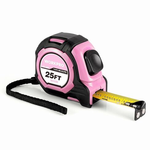 WORKPRO 25FT Auto-Lock Tape Measure, 1/8 Fractions Easy Read Measuring Tape, Double Stop Measurement Tape Accuracy 1/32 for Engineer,with Magnetic Hook, Rubber Protective Casing in Saudi Arabia