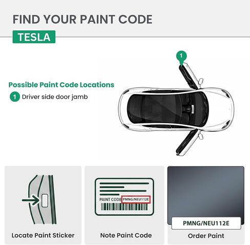 ERA Paints - PMNG/NEU112E - Midnight Silver Metallic for TESLA Exact OEM Color Match Automotive Touch Up Paint for Cars - Scratch & Chip Repair for Metal & Plastic - Pro Kit - Made in USA in Kuwait