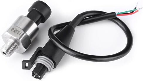 Estink Water Pressure Transducer, 1pc 1/8" NPT Thread Type Stainless Steel Pressure Transducer Sender Sensor for Oil Fuel Air Water, with Cable, 200PSI in Kuwait