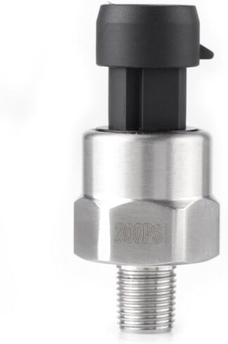 Estink Water Pressure Transducer, 1pc 1/8" NPT Thread Type Stainless Steel Pressure Transducer Sender Sensor for Oil Fuel Air Water, with Cable, 200PSI in Kuwait