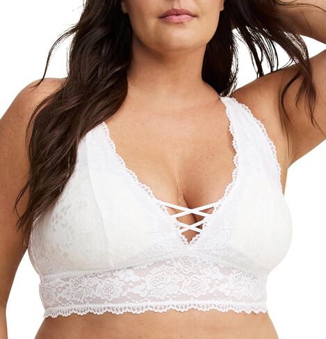 حمالة صدر نسائية من Torrid بمقاس كبير من الدانتيل XO بتصميم متقاطع، Cloud Dancer، 2 in Kuwait