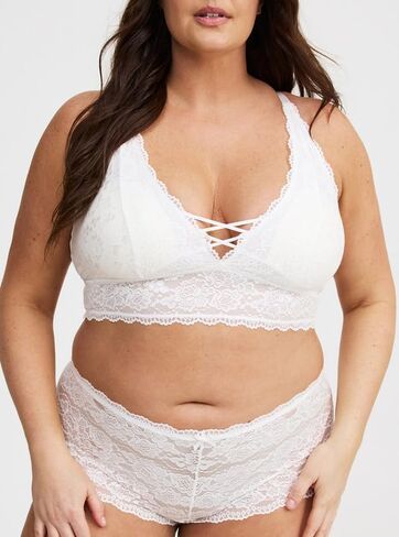 حمالة صدر نسائية من Torrid بمقاس كبير من الدانتيل XO بتصميم متقاطع، Cloud Dancer، 2 in Kuwait