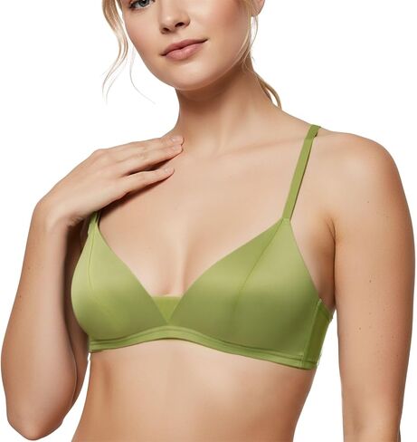 SiIRiver Women's Inbarely Triangle Bralette Plunge Silk Bra No Underwire Thin Padding Comfortable Everyday in Saudi Arabia
