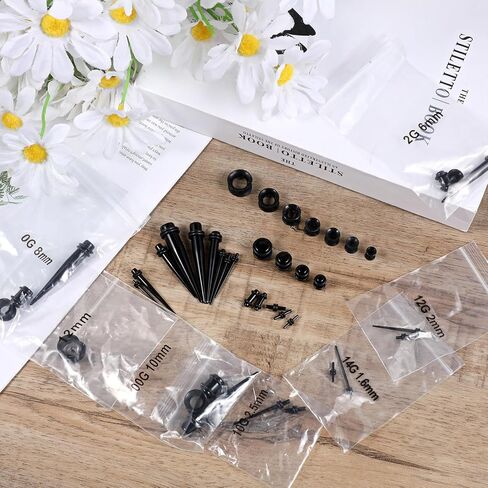 50Pcs Ear Stretching Kit 14G-00G Acrylic Gauges for Ears Tapers, Tunnels & Plugs, Lightweight Acrylic Expanders for Starter Beginner Men Women in Kuwait