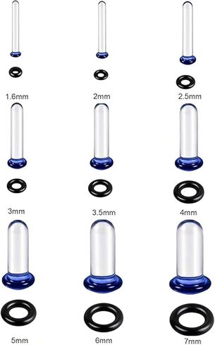 18Pcs Glass Ear Stretching Kit,1.6-7mm Hypoallergenic Ear Gauge Plugs,Single Flare Glass Plugs with O-Rings,Domed Body Piercing Jewelry Set for Piercing,Stretching & Ear Expanders in Kuwait