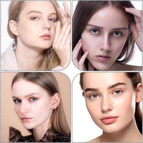 24 Pcs Clear Nose Rings, Acrylic Clear Nose Piercing, Hoop Piercing Retainers, Invisible Horseshoe Ring, Ear Piercings Retainer(6/8/10/12mm) in Kuwait