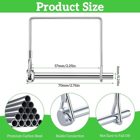 40 Pcs Trailer Hitch Pin, 1/4 Inch Heavy Duty Carbon Steel Safety Coupler and Shaft Locking Pin, for Farm Lawn Garden Towing PTO Equipment and Hitches, Silver in Kuwait