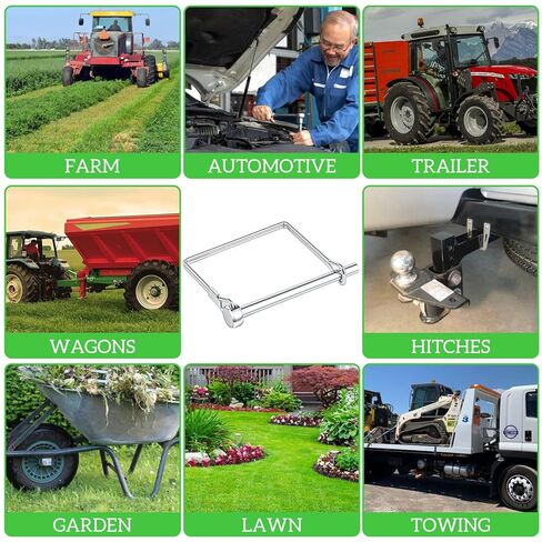 40 Pcs Trailer Hitch Pin, 1/4 Inch Heavy Duty Carbon Steel Safety Coupler and Shaft Locking Pin, for Farm Lawn Garden Towing PTO Equipment and Hitches, Silver in Kuwait