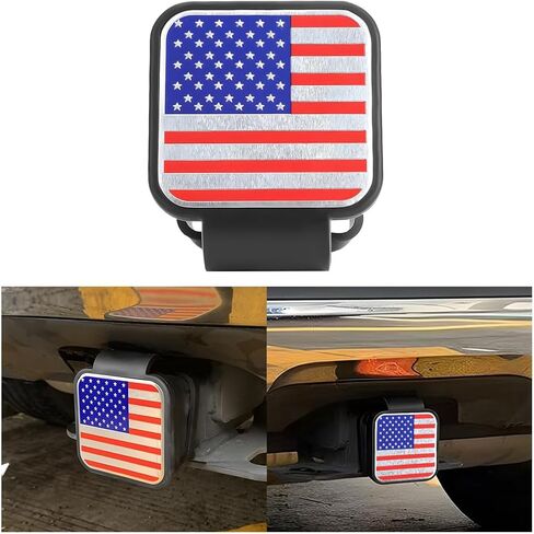 Trailer Hitch Cover for 2" Receiver, Rubber American Flag Tow Hitch Cover Tube Plug Insert, Patriotic Emblem Automotive Exterior Accessories, Universal for Trucks SUVs RVs (Faded) in Kuwait