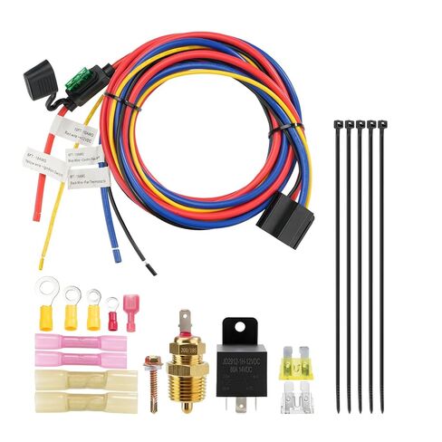 12V 60 AMP Electric Fan Relay Kit, Heavy-Duty Electric Fan Wiring Kit with Fan Thermostat Switch 185 On 175 Off - 10AWG Tinned Copper Wiring Harness in Saudi Arabia