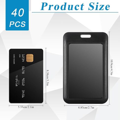 40 Pcs Vertical Hard Plastic ID Badge Holder, Sliding Card Case Name Tag Card Holder Badge Sleeve ID Case Protector with Clear Window for Nurses Office Credit Cards in Kuwait