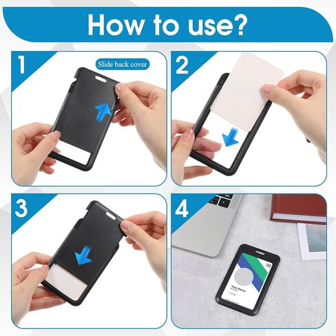 40 Pcs Vertical Hard Plastic ID Badge Holder, Sliding Card Case Name Tag Card Holder Badge Sleeve ID Case Protector with Clear Window for Nurses Office Credit Cards in Kuwait