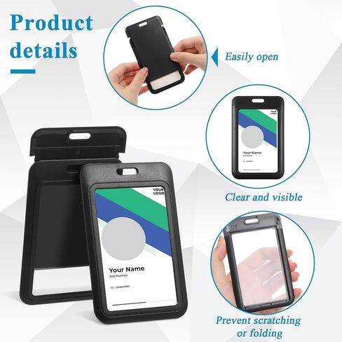 40 Pcs Vertical Hard Plastic ID Badge Holder, Sliding Card Case Name Tag Card Holder Badge Sleeve ID Case Protector with Clear Window for Nurses Office Credit Cards in Kuwait