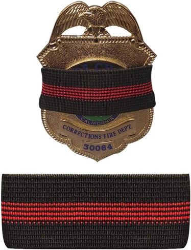 شريط رفيع مخطط باللون الأحمر، شارة إدارة الإطفاء السوداء (عبوة من 10 قطع) درع جنازة الشرف الحداد، حزام شريطي 1/2 بوصة in Kuwait