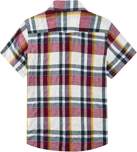 TUNEVUSE Boys Western Shirts Pearl Snap Short Sleeve Casual Plaid Button Down Kids Shirt 100% Cotton in Saudi Arabia