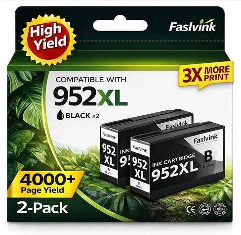 952XL Ink Cartridge Black Compatible for HP 952XL Ink Cartridges Combo Pack Work with HP OfficeJet Pro 8710 7740 8210 8715 8720 8702 8725 Printer (2 Black, 952XL Ink) in Kuwait