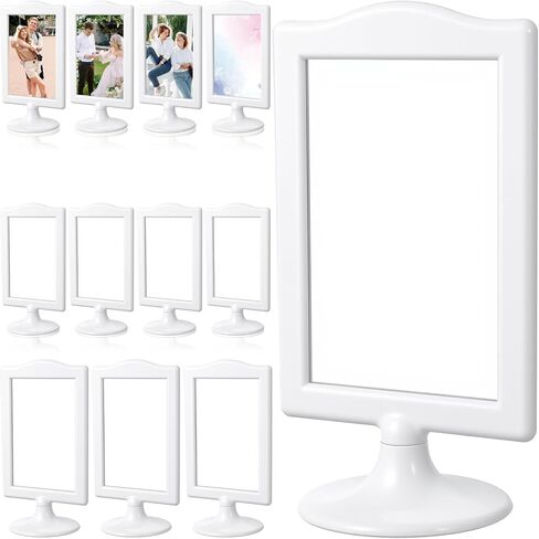 12 Pcs Double Sided Standing Picture Frames, 4x6 Inch Plastic Pedestal Photo Frame with Base, Table Top Display Holder for Wedding Menu Table Number in Kuwait