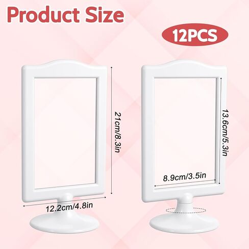 12 Pcs Double Sided Standing Picture Frames, 4x6 Inch Plastic Pedestal Photo Frame with Base, Table Top Display Holder for Wedding Menu Table Number in Kuwait