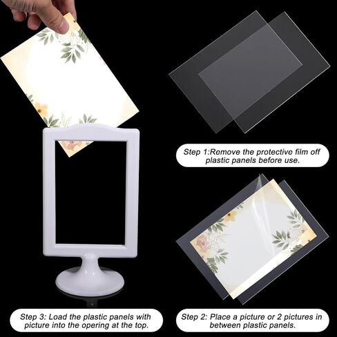 12 Pcs Double Sided Standing Picture Frames, 4x6 Inch Plastic Pedestal Photo Frame with Base, Table Top Display Holder for Wedding Menu Table Number in Kuwait