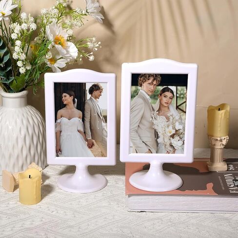 12 Pcs Double Sided Standing Picture Frames, 4x6 Inch Plastic Pedestal Photo Frame with Base, Table Top Display Holder for Wedding Menu Table Number in Kuwait
