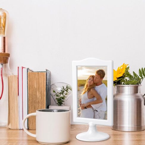 12 Pcs Double Sided Standing Picture Frames, 4x6 Inch Plastic Pedestal Photo Frame with Base, Table Top Display Holder for Wedding Menu Table Number in Kuwait