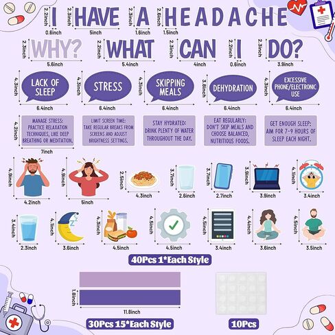 80 قطعة من لوحة الإعلانات الخاصة بالصداع ديكورات الفصول الدراسية، فتحات ذات موضوع صحي، علامة الاسم، حواف أرجوانية، ملصق مكتب ممرضة المدرسة، مستشفى الرعاية الصحية، ديكور العيادة، لوازم سبورة الطباشير الجدارية in Kuwait