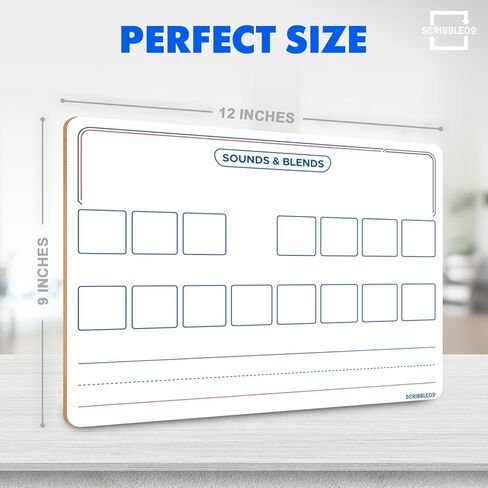 SCRIBBLEDO Elkonin Boxes Dry Erase Board 9x12 Inch Phonics Games Sounds and Blends Syllables Writing Practice Reusable Spelling Words Learn to Read and Write Homeschool & Classroom Supplies in Saudi Arabia