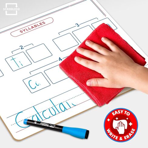 SCRIBBLEDO Elkonin Boxes Dry Erase Board 9x12 Inch Phonics Games Sounds and Blends Syllables Writing Practice Reusable Spelling Words Learn to Read and Write Homeschool & Classroom Supplies in Saudi Arabia