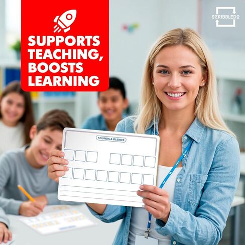 SCRIBBLEDO Elkonin Boxes Dry Erase Board 9x12 Inch Phonics Games Sounds and Blends Syllables Writing Practice Reusable Spelling Words Learn to Read and Write Homeschool & Classroom Supplies in Saudi Arabia