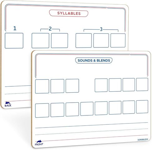 SCRIBBLEDO Elkonin Boxes Dry Erase Board 9x12 Inch Phonics Games Sounds and Blends Syllables Writing Practice Reusable Spelling Words Learn to Read and Write Homeschool & Classroom Supplies in Saudi Arabia