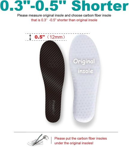 نعل داخلي من ألياف الكربون، زوج واحد، من أجل تخفيف آلام أصابع القدم وشفاء كسور القدم، وبطانة رقيقة صلبة لتقويم العظام للنساء مقاس 6.5-7 in Kuwait