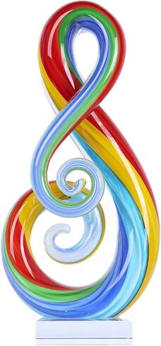 suruim Hand Blown Glass Music Note Sculpture - Colorful Abstract Glass Art for Home Decor, Gift for Music Lovers in Kuwait