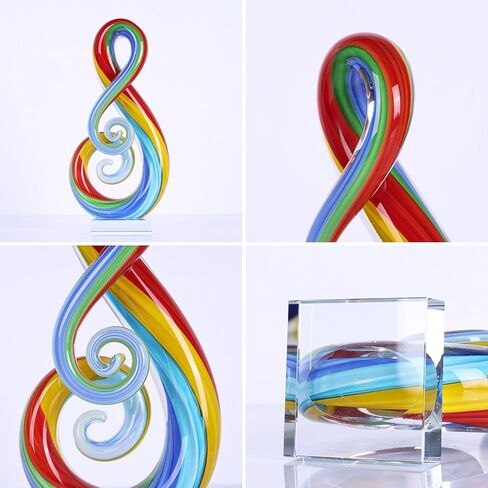 suruim Hand Blown Glass Music Note Sculpture - Colorful Abstract Glass Art for Home Decor, Gift for Music Lovers in Kuwait