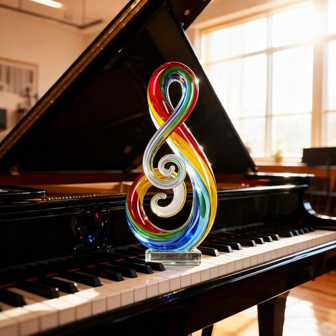 suruim Hand Blown Glass Music Note Sculpture - Colorful Abstract Glass Art for Home Decor, Gift for Music Lovers in Kuwait