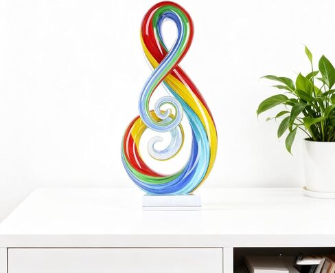 suruim Hand Blown Glass Music Note Sculpture - Colorful Abstract Glass Art for Home Decor, Gift for Music Lovers in Kuwait