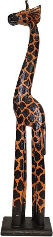 تماثيل الزرافة الطويلة المصنوعة يدويًا من الخشب الأصلي من Albesia بتصميمات وأحجام مذهلة. جمال الطبيعة الرشيق يجتاح ديكورات منزل السفاري في جميع المناسبات. (نمط الزرافة، 24 بوصة) in Kuwait
