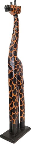 تماثيل الزرافة الطويلة المصنوعة يدويًا من الخشب الأصلي من Albesia بتصميمات وأحجام مذهلة. جمال الطبيعة الرشيق يجتاح ديكورات منزل السفاري في جميع المناسبات. (نمط الزرافة، 24 بوصة) in Kuwait