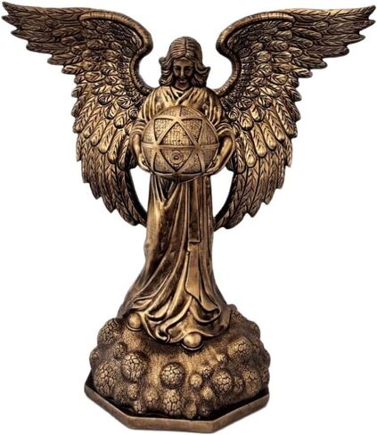 تمثال ملاك ميتاترون من الراتنج الذهبي العتيق - تمثال ملاك هندسي مقدس روحي للمنزل وغرفة المعيشة وغرفة النوم والمكتب وديكور مساحة التأمل (متوسط) in Kuwait