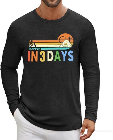 LAZYCHILD Easter Shirts for Men: He is Risen Shirt Christian Easter T-Shirt Easter Long Sleeve Gifts Tee Tops in Saudi Arabia