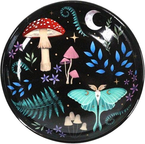 Ebros Gift Bone China Ceramic Gothic Wicca Dark Forest Toadstool Mushrooms Luna Moth Apothecary Herbs Trinket Jewelry Dish Or Appetizer Plate in Saudi Arabia