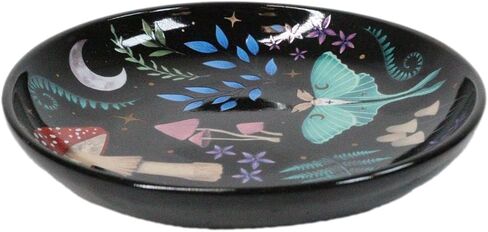 Ebros Gift Bone China Ceramic Gothic Wicca Dark Forest Toadstool Mushrooms Luna Moth Apothecary Herbs Trinket Jewelry Dish Or Appetizer Plate in Saudi Arabia