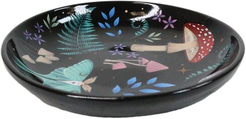Ebros Gift Bone China Ceramic Gothic Wicca Dark Forest Toadstool Mushrooms Luna Moth Apothecary Herbs Trinket Jewelry Dish Or Appetizer Plate in Saudi Arabia