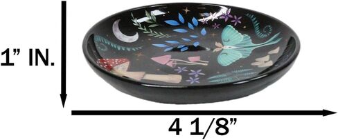Ebros Gift Bone China Ceramic Gothic Wicca Dark Forest Toadstool Mushrooms Luna Moth Apothecary Herbs Trinket Jewelry Dish Or Appetizer Plate in Saudi Arabia