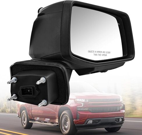 Right Passenger Side Mirror Fits for Chevy Silverado 1500 2019-2025 with Camera Support Power Folding Heated Glass Adjust with Turn Signal Puddle Light Support BSM with Memory in Kuwait