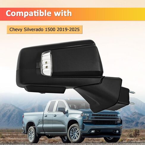 Right Passenger Side Mirror Fits for Chevy Silverado 1500 2019-2025 with Camera Support Power Folding Heated Glass Adjust with Turn Signal Puddle Light Support BSM with Memory in Kuwait