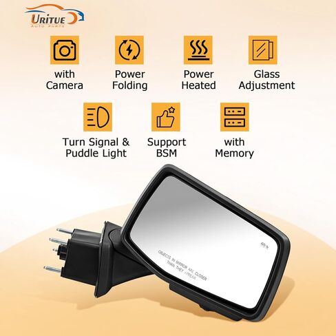 Right Passenger Side Mirror Fits for Chevy Silverado 1500 2019-2025 with Camera Support Power Folding Heated Glass Adjust with Turn Signal Puddle Light Support BSM with Memory in Kuwait