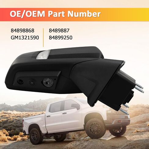 Right Passenger Side Mirror Fits for Chevy Silverado 1500 2019-2025 with Camera Support Power Folding Heated Glass Adjust with Turn Signal Puddle Light Support BSM with Memory in Kuwait