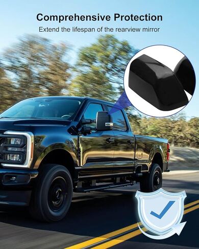 Rear View Mirror Cover Caps Fit for Ford F250 F350 F450 F550 Super Duty Towing Mirror 2017-2024, Left & Right Side Mirror Cover Trim Replace HC3Z-17D743-AA HC3Z17D743AA, Black in Saudi Arabia